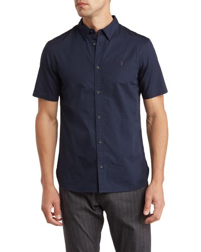 AllSaints Riviera Short Sleeve Button-up Shirt - Blue