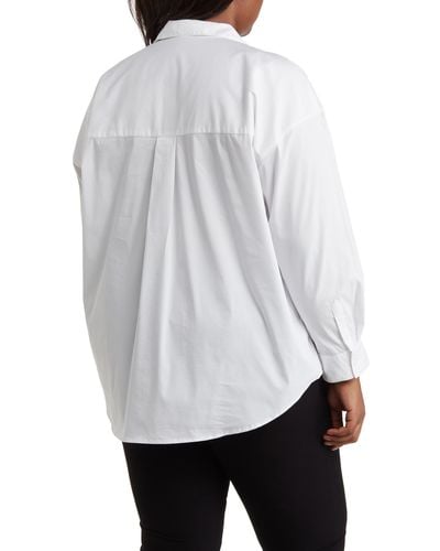Tahari Oversize Poplin Tunic Shirt - White