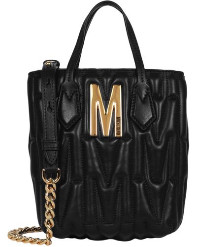 Moschino Quilted Leather Satchel Bag - Black