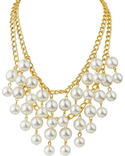 Jardin Imitation Pearl Drop Layered Necklace - Metallic