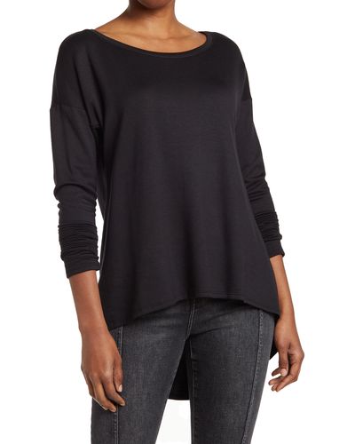 Go Couture Boatneck Hi-low Tunic Sweater - Black