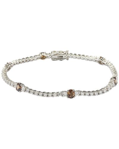 Suzy Levian Sterling Silver Chocolate & White Cubic Zirconia Station Bracelet - Brown