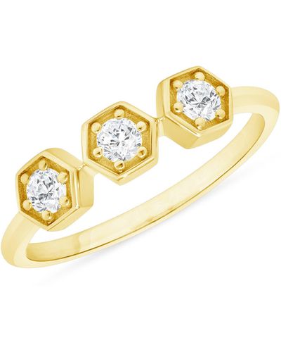 Ron Hami 14k Yellow Gold Diamond Hexagon Ring - Metallic