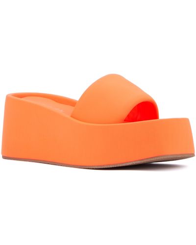 Olivia Miller Uproar Platform Slide Sandal - Orange