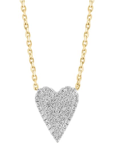 Effy 14k Yellow Gold & Diamond Heart Pendant Necklace - White