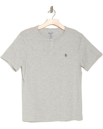 Original Penguin Henley T-shirt - Gray