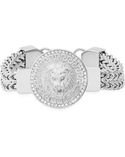HMY Jewelry Lion Head Station Bracelet - White