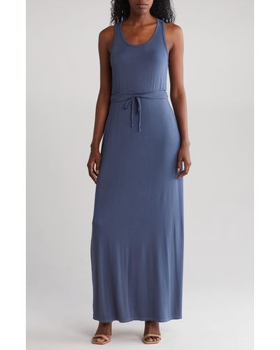 Go Couture Drawcord Waist Maxi Dress - Blue