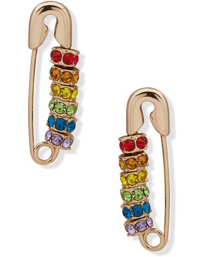 Karl Lagerfeld Rainbow Crystal Safety Pin Earrings - White