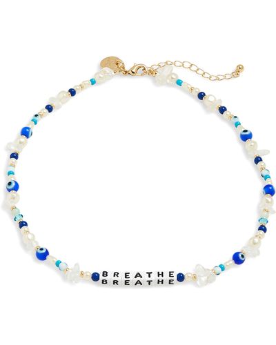 Little Words Project Breathe Beaded Stretch Necklace - Blue