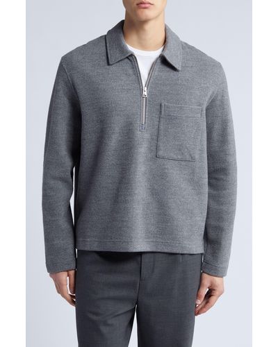 COS Relaxed Fit Wool Blend Half Zip Sweatshirt - Gray
