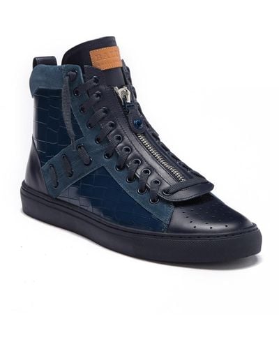 Bally Hekem Crocodile Embossed Leather High-top Sneaker - Blue