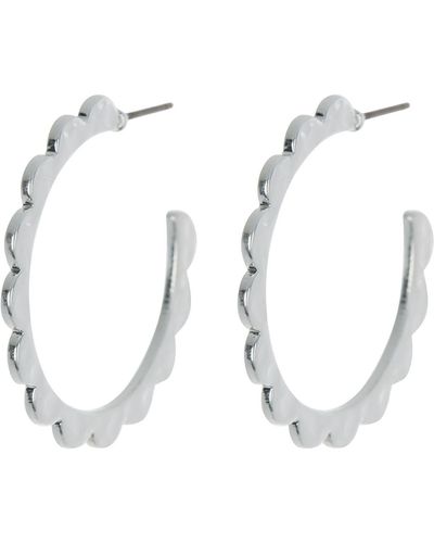 Madewell Scalloped Medium Hoop Earrings - White