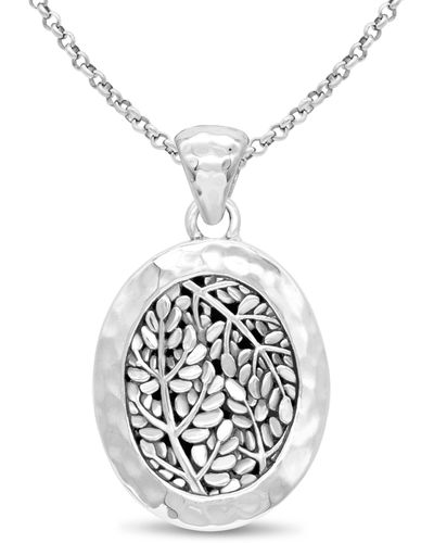 DEVATA Sterling Silver Filigree Pendant Necklace - White