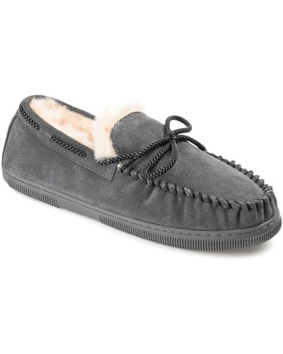 TERRITORY BOOTS Meander Genuine Shearling Lined Suede Loafer - Gray