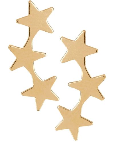 KARAT RUSH 14k Yellow Gold Three Star Earrings - Metallic
