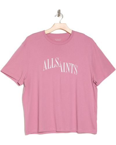 AllSaints Dropout Logo Graphic T-shirt - Pink
