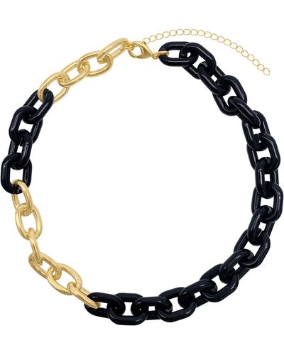 Adornia Two-tone Oversized Link Chain Necklace - Black