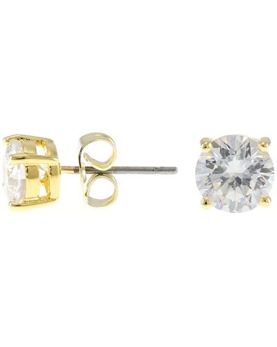 CZ by Kenneth Jay Lane 18k Gold Plated Round Cz Stud Earrings - Metallic
