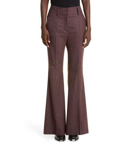 Gabriela Hearst Rhien Sparkle Wool & Silk Blend Wide Leg Pants - Brown