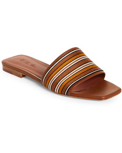 Loro Piana Suitcase Stripe Slide Sandal - Brown