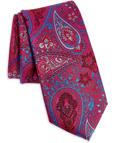 Duchamp Paisley Silk Tie - Red