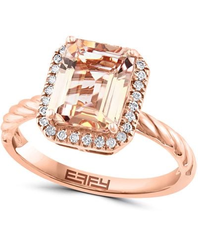 Effy 14k Gold Diamond & Morganite Ring - White