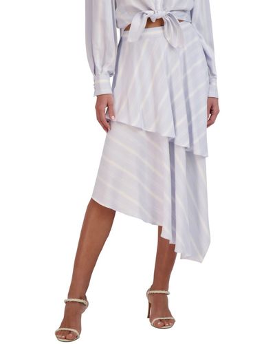BCBGMAXAZRIA Stripe Layered Ruffle Skirt - White