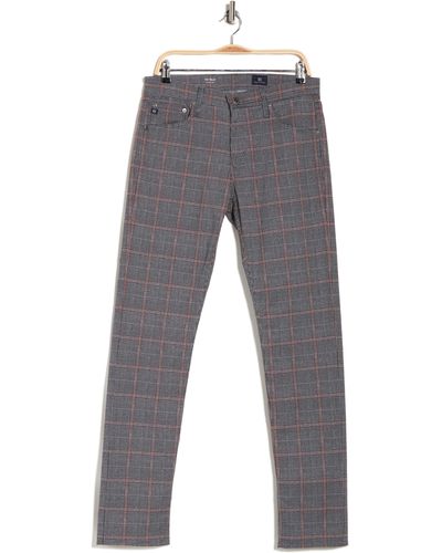 AG Jeans Tellis Plaid Slim Fit Pants - Gray