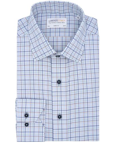 Lorenzo Uomo Trim Fit Textured Plaid Check Dress Shirt - Blue