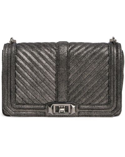 Rebecca Minkoff Chevron Quilted Love Leather Crossbody Bag - Gray