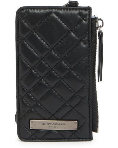 Kurt Geiger Quilted Card Case With Strap - Black