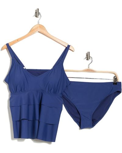 Nicole Miller Ruffle 2-piece Tankini Bikini Set - Blue