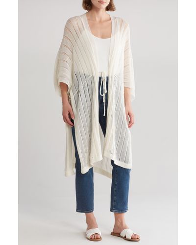 Vince Camuto Tie Front Rib Knit Topper - White