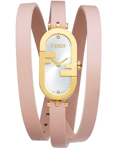 Fendi O'lock Diamond Embellished Wrap Watch - Metallic