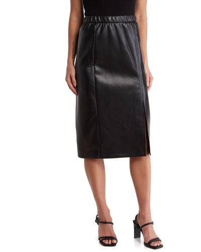 T Tahari Faux Leather Pencil Skirt - Black