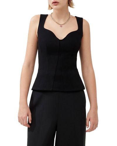 French Connection Whisper Sweetheart Neck Tank - Black