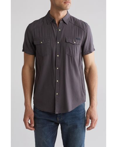Lucky Brand Western Workwear Short Sleeve Shirt - Gray