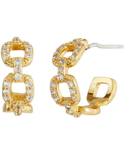 Savvy Cie Jewels Pavé Cz Chain Hoop Earrings - Metallic