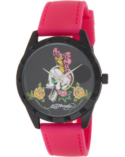 Ed Hardy Silicone Strap Watch - Red