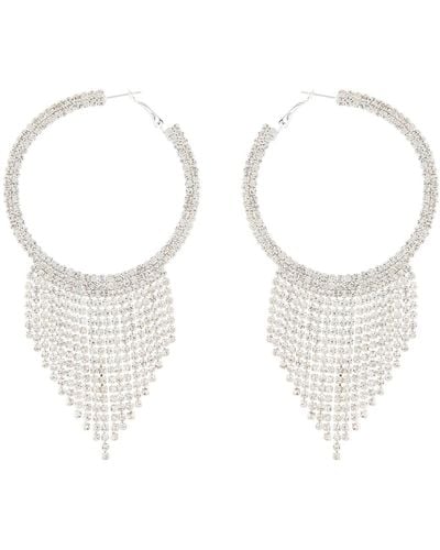 Tasha Crystal Hoop Fringe Earrings - White