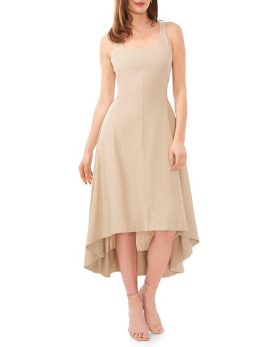 Halogen® Seamed Linen Blend High-low Dress - Natural