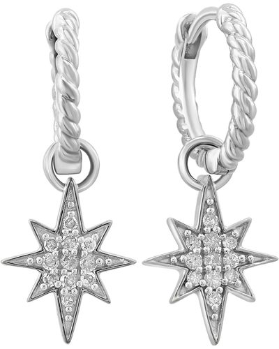 Effy Sterling Silver Diamond Star Drop Earrings - White