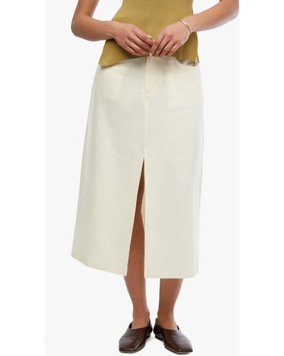 WeWoreWhat Front Slit Linen Blend Skirt - Natural