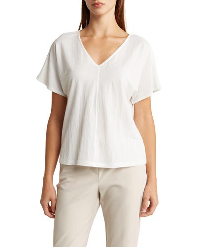 Bobeau V-neck Short Sleeve Piqué T-shirt - White