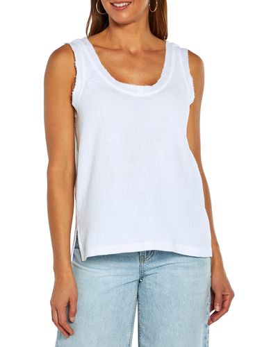 Three Dots Cotton Gauze Tank - White