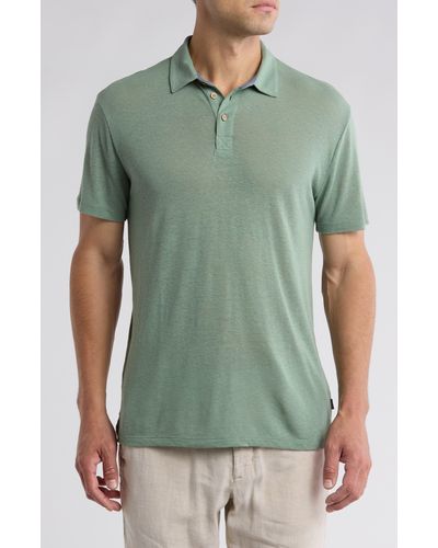 Lucky Brand Linen Blend Polo Shirt - Green
