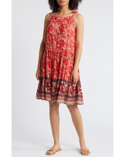 Beach Lunch Lounge Skylar Paisley Floral Sundress - Red