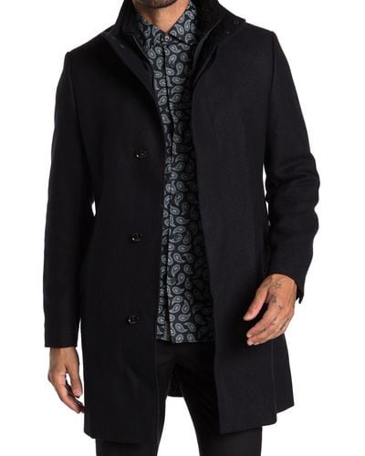 Ted Baker Funnel Neck Coat With Removable Inner - Blue