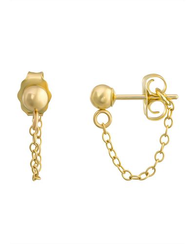 CANDELA JEWELRY 14k Yellow Gold Draped Chain Stud Earrings - Metallic